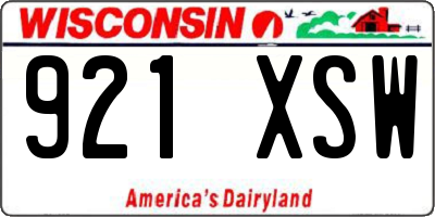 WI license plate 921XSW