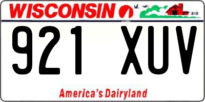WI license plate 921XUV