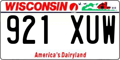 WI license plate 921XUW
