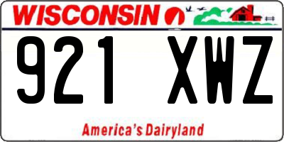 WI license plate 921XWZ