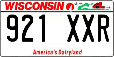 WI license plate 921XXR