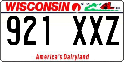 WI license plate 921XXZ