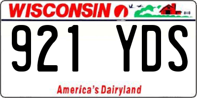 WI license plate 921YDS
