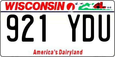 WI license plate 921YDU