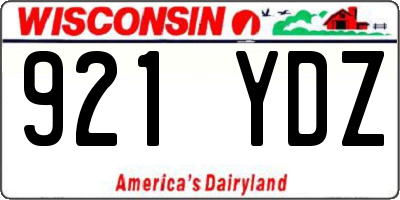 WI license plate 921YDZ