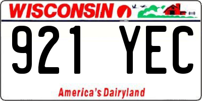 WI license plate 921YEC