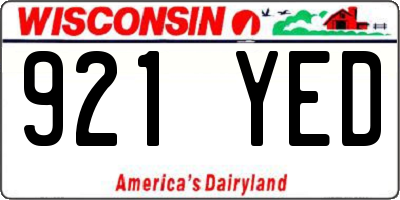 WI license plate 921YED