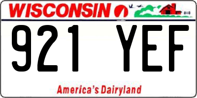 WI license plate 921YEF