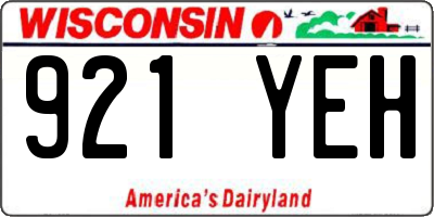 WI license plate 921YEH
