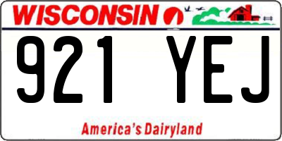 WI license plate 921YEJ
