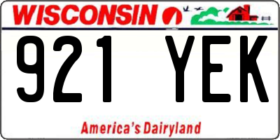 WI license plate 921YEK