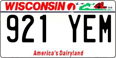 WI license plate 921YEM
