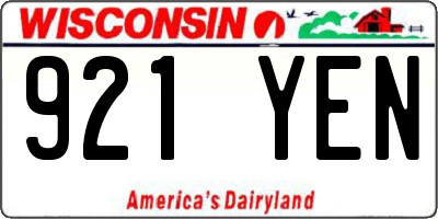 WI license plate 921YEN