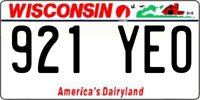 WI license plate 921YEO