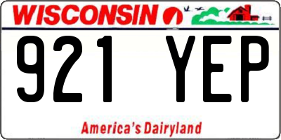 WI license plate 921YEP