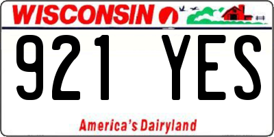 WI license plate 921YES