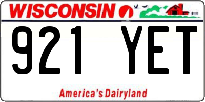 WI license plate 921YET