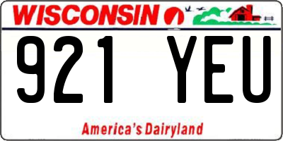 WI license plate 921YEU