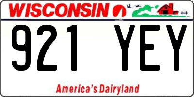WI license plate 921YEY