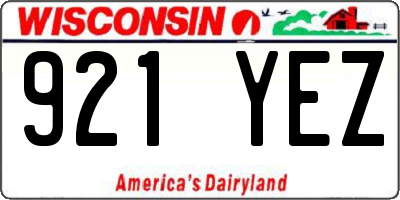 WI license plate 921YEZ