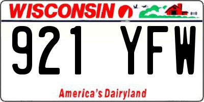 WI license plate 921YFW