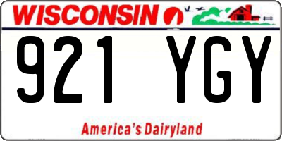 WI license plate 921YGY