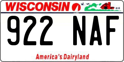 WI license plate 922NAF