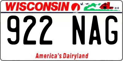 WI license plate 922NAG