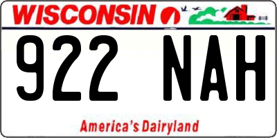 WI license plate 922NAH