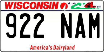 WI license plate 922NAM