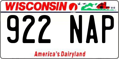 WI license plate 922NAP