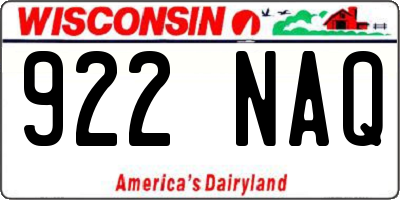 WI license plate 922NAQ