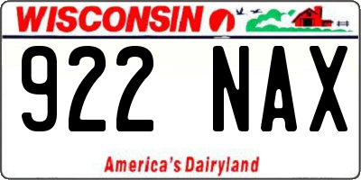 WI license plate 922NAX