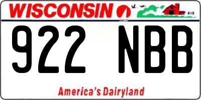 WI license plate 922NBB