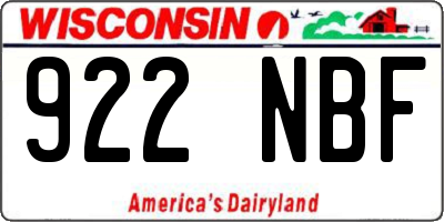 WI license plate 922NBF