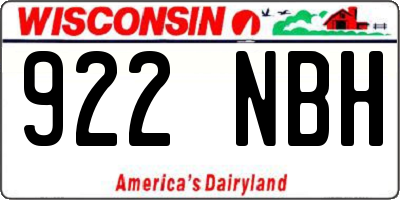 WI license plate 922NBH