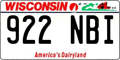 WI license plate 922NBI