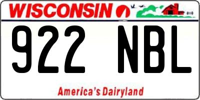 WI license plate 922NBL
