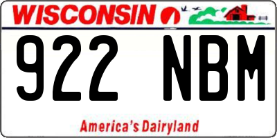 WI license plate 922NBM