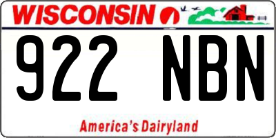 WI license plate 922NBN