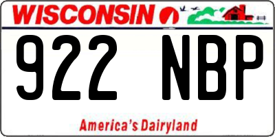 WI license plate 922NBP