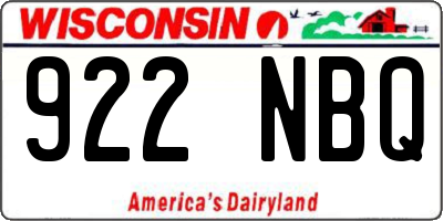 WI license plate 922NBQ