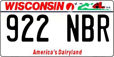 WI license plate 922NBR