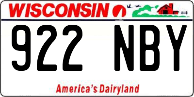 WI license plate 922NBY