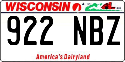 WI license plate 922NBZ