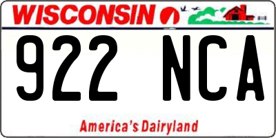 WI license plate 922NCA
