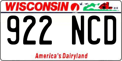 WI license plate 922NCD