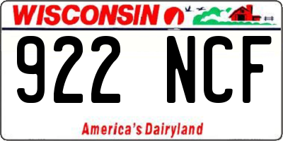 WI license plate 922NCF