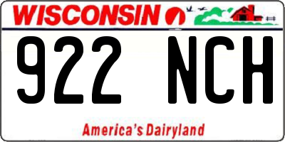 WI license plate 922NCH