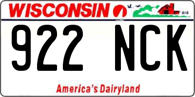 WI license plate 922NCK